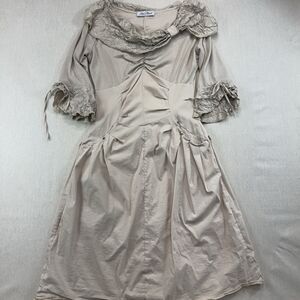 Zone Bleue Paris Dress T5 Made France Corset Waist Crinkle Avant Garde Midi